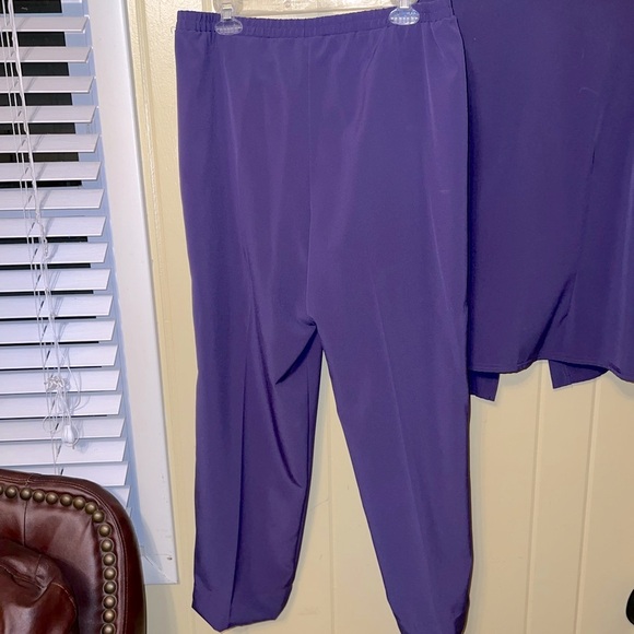 Sag Harbor Two Piece Vintage Set Purple Button Down Blouse and Pants Size 14 - Picture 4 of 12